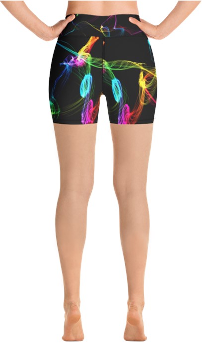 Running Shorts for girls. Women's Black Gym Shorts. "Strobes" Workout Shorts. WickedYo.